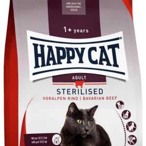 Sparpaket 2 x 1,3 kg Happy Cat Sterilised Voralpen-Rind Katzen Trockenfutter Preiswert